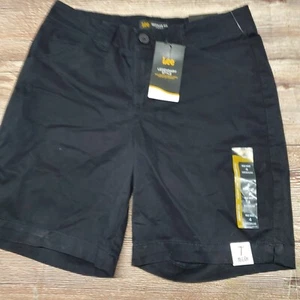 NEW Lee Womens Size 4 Mid Rise Walk Shorts Black Chino - Picture 1 of 10