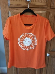 Camiseta naranja con girasol para mujer sin marca - talla grande - Imagen 1 de 4