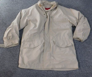 Vintage Eddie Bauer Jacket Mens Medium Beige goose down lined zip coat - Picture 1 of 15