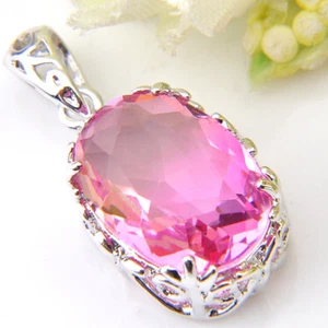 Handmade Jewelry Rose Bi-Colored Tourmaline Gemstone Silver Necklace Pendants - Picture 1 of 6