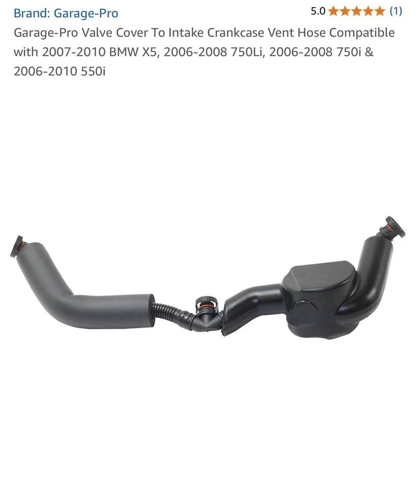 Cubierta de válvula a manivela manguera de ventilación para BMW X5 2007-2010 Foto 1 de 2