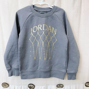 Nike Air Jordan Grey Boy’s Small 5/6 Sweatshirt with Gold Decal Pullover - Picture 1 of 7