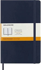 Cuaderno clásico Moleskine cubierta blanda grande con reglas/forrado azul zafiro 192 páginas - Imagen 1 de 3