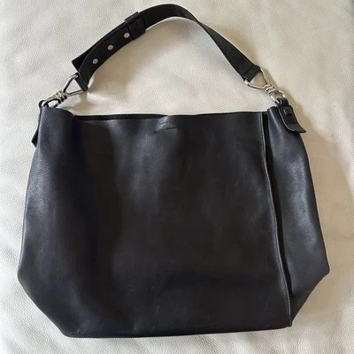 AllSaints Captain N/S Black Leather Silver Hardware Shoulder Large Tote Bag EUC - Image 1 of 4