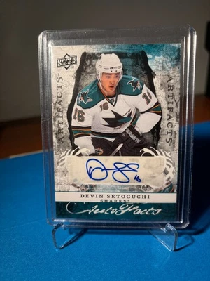 2008-09 Upper Deck Artifacts Autofacts Devin Setoguchi #AF-SE Auto - Image 1 of 3