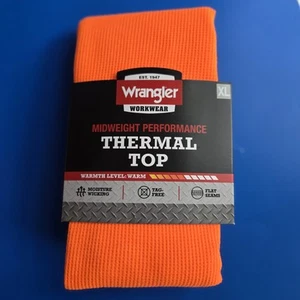 Wrangler XL Blaze Orange Thermal Top Workwear Midweight Performance Polyester - Picture 1 of 5