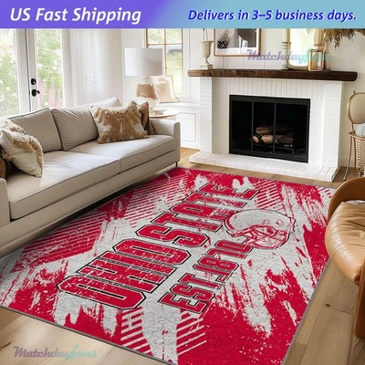 Alfombra de sala de estar del estado de Ohio para dormitorio alfombra de fútbol lavable a máquina 5'x7' Foto 1 de 4