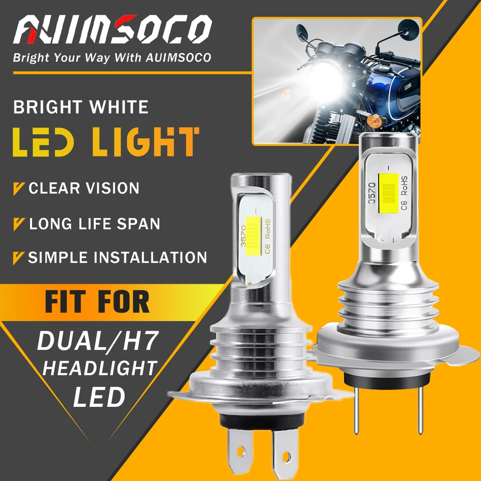 For Honda VFR800 Interceptor 2002-2009 2x H7 LED Headlight Hi Lo Bulbs 6500K - Imagem 1 de 4