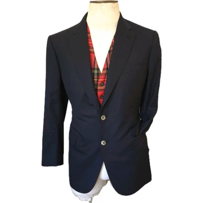 Brioni Escorial Black Blazer Mens 42S Sport Coat Double Vent Pick Stitch Canvas - Image 1 of 4