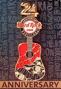 2021 HARD ROCK CAFE BARCELONA 3D 24TH ANNIVERSARY FLAMENCO DRESS GUITAR LE PIN - Picture 1 of 1