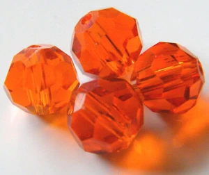50pcs 10mm Faceted Round Crystal Beads - Dark Orange - Picture 1 of 1
