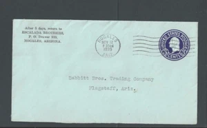 1939 Nagales AZ 3c Purple Entire On Blue Cover - Picture 1 of 1