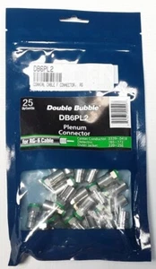 BELDEN DB6PL2 COAXIAL CABLE F [PLENUM]  CONNECTOR FOR RG-6 CABLE (25 QTY) - NEW - Picture 1 of 3