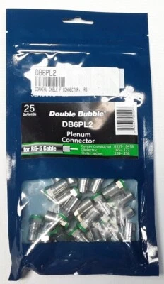 BELDEN DB6PL2 COAXIAL CABLE F [PLENUM]  CONNECTOR FOR RG-6 CABLE (25 QTY) - NEW - Image 1 of 3