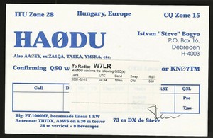QSL Radio Card"HA0DU,Istvan"Steve" Bogyo",Hungary,Europe(Q4681)