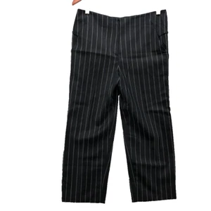 Giorgio Armani Dress Pants Trousers 6 8 Black Pinstripe Crop Classic Business - Picture 1 of 10