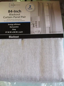 2 PANEL ROD POCKET ENERGY EFFICIENT BLACKOUT CURTAINS LIGHT GRAY 37"X84" U17 - Picture 1 of 3