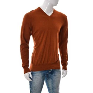 Marc O'Polo Men Shape Fit V-Neck Pullover Sweater Shirt Long Sleeve Rust Size XL - Picture 1 of 8