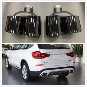 Balck Car Exhaust Tip Trim Pipe Tail Throat Muffler Set For BMW X3 X4 2018-2020 - Imagen 1 de 8