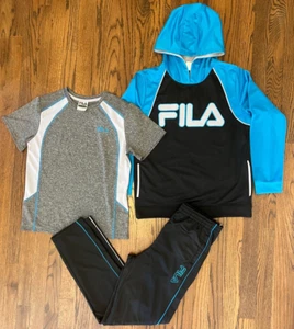 NWOT FILA 3-Piece Active Hoodie/Top/Pants Black/Blue/Gray - Large 10/12 - Picture 1 of 17