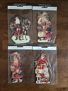 Menge 4 Vintage Gordon Fraser Galerie Weihnachtsmann Geschenketikett 4 Sets 4 Neu England - Bild 1 von 6