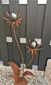 Skulptur Blume Milano Corten 120 cm Kugel schwarz matt Cortenstahl Garten - Bild 1 von 1