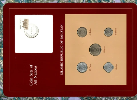 Coin Sets of All Nations Pakistan 1 Rupee 50,25,10,5 Paisa 1987 UNC Cover