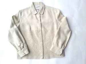 Anne Fogarty for Neiman Marcus VINTAGE Embroidered Linen Jacket Size 6 - Picture 1 of 4