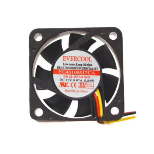 Evercool 40mm x 10mm 12V EC4010M12CA Computer Case Ball Bearing 3-Pin Fan - Image 1 of 1