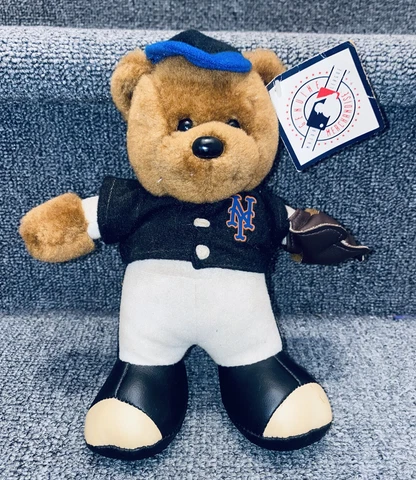 New York Mets Teddy Bear Baseball Glove MLB 2001 Good Stuff Plush Toy Doll MLB Cover