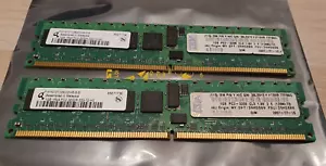 2 pack - IBM 39M5808 1GB 1RX4 PC2 3200R DDR2 38L5915 HYS72T12800HR-5-B DIMM - Picture 1 of 2