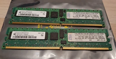 2 pack - IBM 39M5808 1GB 1RX4 PC2 3200R DDR2 38L5915 HYS72T12800HR-5-B DIMM - Image 1 of 2
