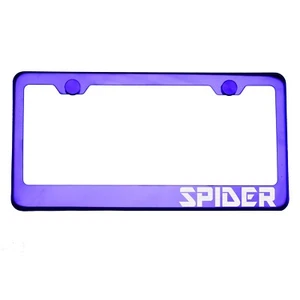 Purple Chrome License Plate Frame SPIDER Laser Etched Metal Screw Cap - Picture 1 of 8