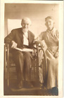 OLD MAN IN WHEELCHAIR antique real photo postcard rppc ELDERY COUPLE PORTRAIT