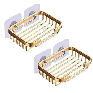 2Pcs Gold Soap Dish for Shower Creative Hanging Drain Rack,Self Adhesive Soap.. - Picture 1 of 7