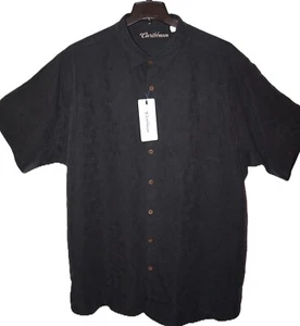 Camisa de campamento Roundtree Yorke Caribbean manga corta GRANDE 4X negra nueva con etiquetas (ryc375) - Imagen 1 de 8