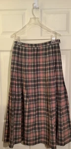 Vintage Pendleton Skirt Womens 10 Wool Pink Grey Cream Plaid - Picture 1 of 8