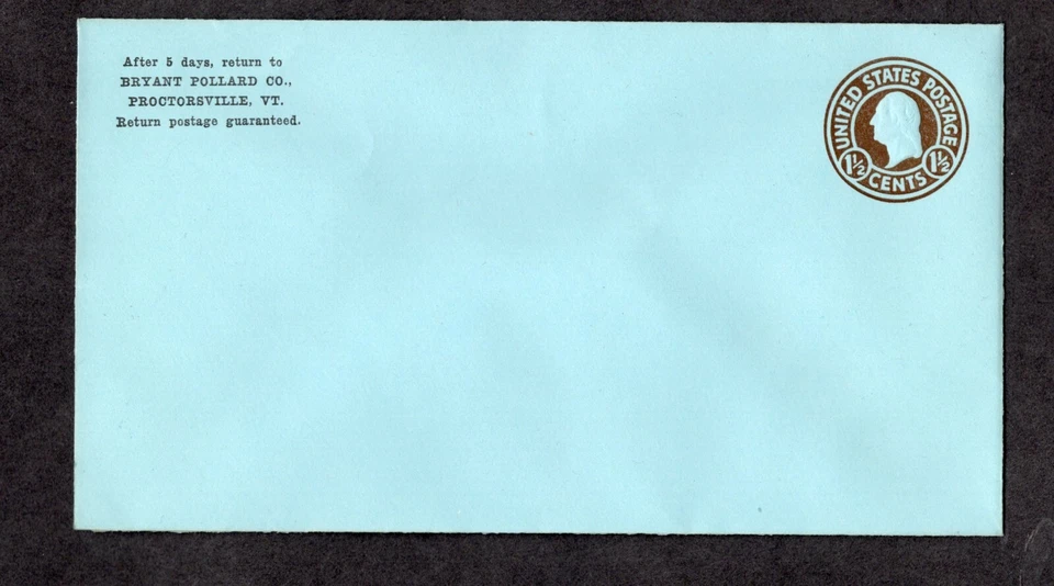 Scott U483 – UPSS 2191‑32 – 1½¢ Brown on Blue – Mint Never Hinged Entire - Image 1 of 2