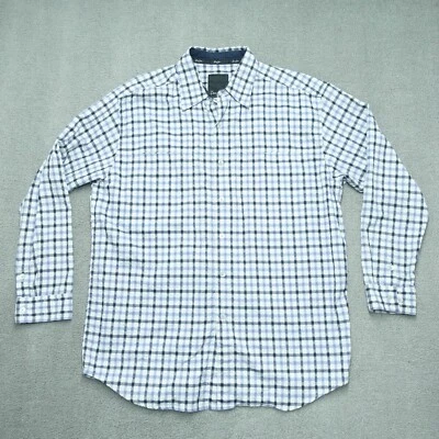 Camisa con botones Sean John para hombre talla grande azul blanco a cuadros manga larga algodón Foto 1 de 4