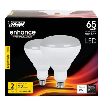 Feit Electric 2-Pack BR40 Dimmable Recessed Flood LED Light Bulb E26 3000k - Image 1 of 2