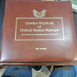USA * großes goldenes Replika Album Anfang 80er Jahre * 41 Briefmarken * MNH * Auktion * J - Bild 1 von 3