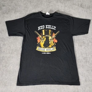Ned Kelly Aussie Outlaw Mens Black Graphic Print Tshirt Size XL Goose T-Shirts - Picture 1 of 15