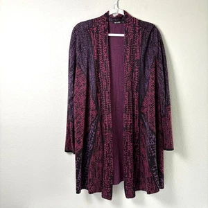 Nic + Zoe Cardigan Sweater Size XL Purple Black Pink Colorblock Long Sleeve Open - Picture 1 of 9