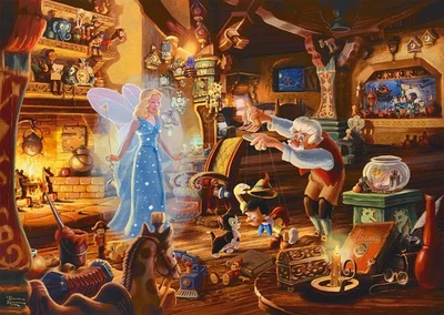 Schmidt Spiele 57526 Thomas Kinkade, Disney, Geppetto's Pinocchio, puzzle d uB5x - Immagine 1 di 2