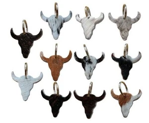 New! 2 1/4" x 2" HAIR-ON COWHIDE LONGHORN STEER HEAD KEYCHAIN For auto car keys - Picture 1 of 1