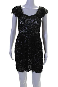 Yoana Baraschi Womens V Neck Short Sleeves A Line Dress Black Size Petite - Picture 1 of 7