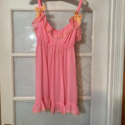 Flora Camisole Babydoll средний неоновый розовый Cami белье банты - Изображение 1 из 4