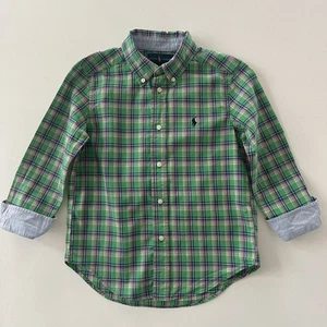 Ralph Lauren Boys 5 Green Blue Plaid Button Down Shirt - Picture 1 of 5