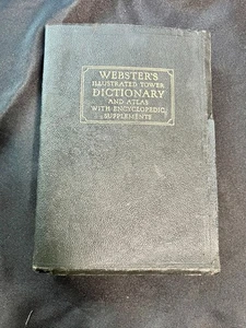 1947 Vintage Webster’s Illustrated Tower Dictionary Atlas  Encyclopedic Supplmnt - Foto 1 di 10