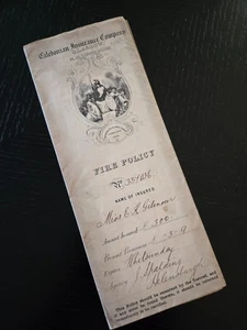 ANTIQUE VTG 1899 Insurance Policy Document SUN London, England "19x11" Original - Picture 1 of 4